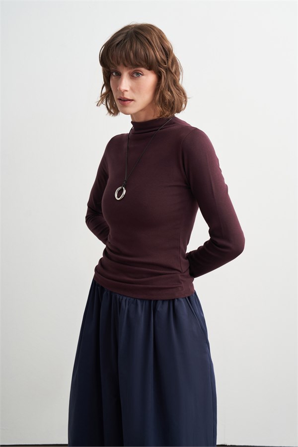 Emma Dik Yaka Body Mürdüm