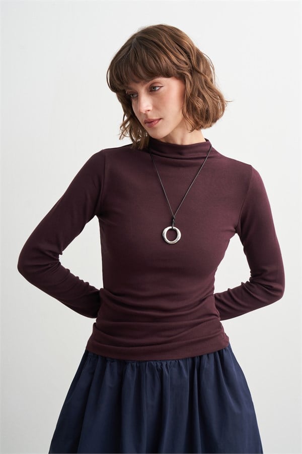 Emma Dik Yaka Body Mürdüm