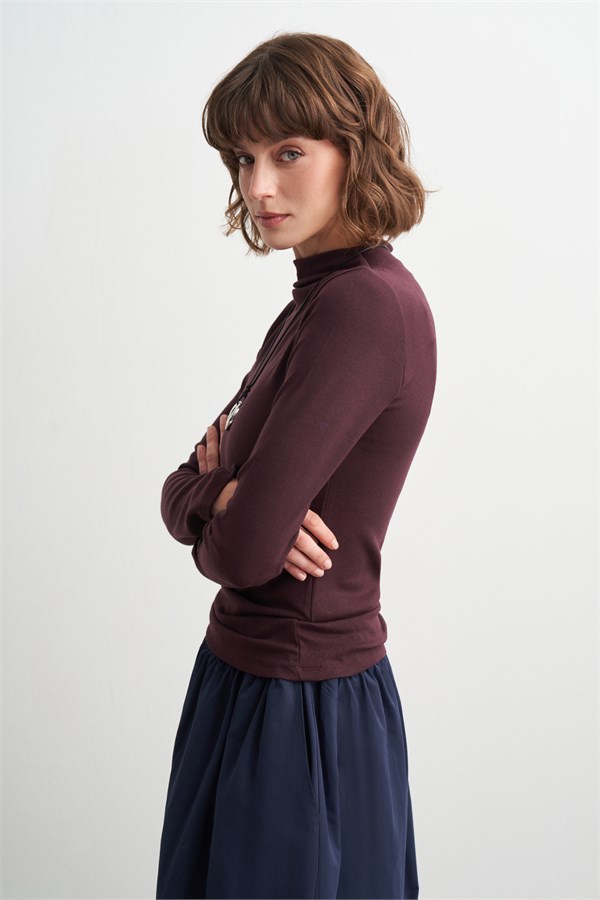 Emma Dik Yaka Body Mürdüm