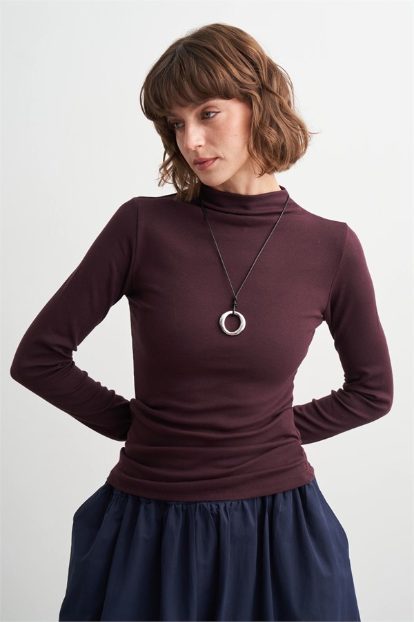 Emma Dik Yaka Body Mürdüm