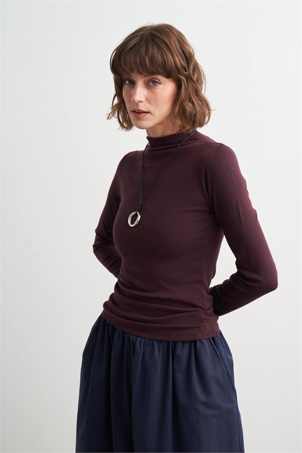 Emma Dik Yaka Body Mürdüm