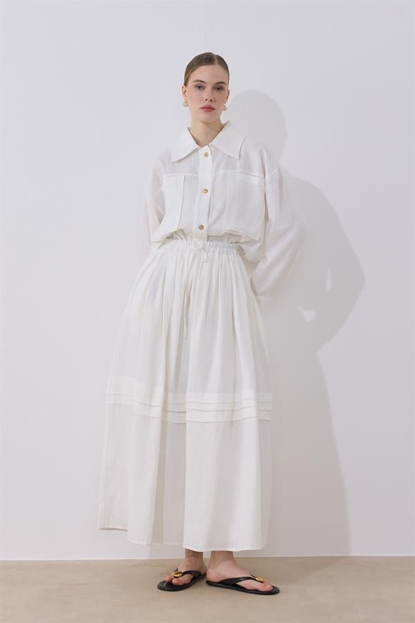 Ester Keten Takım Beyaz