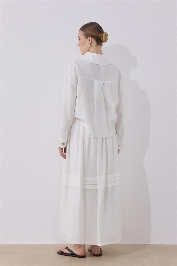 Ester Keten Takım Beyaz