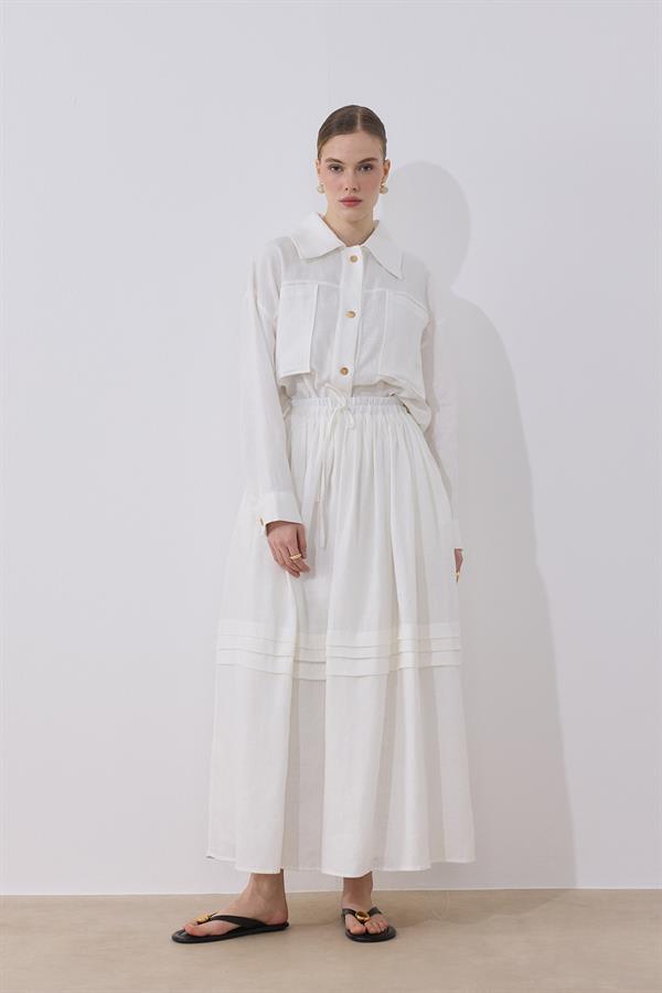 Ester Keten Takım Beyaz