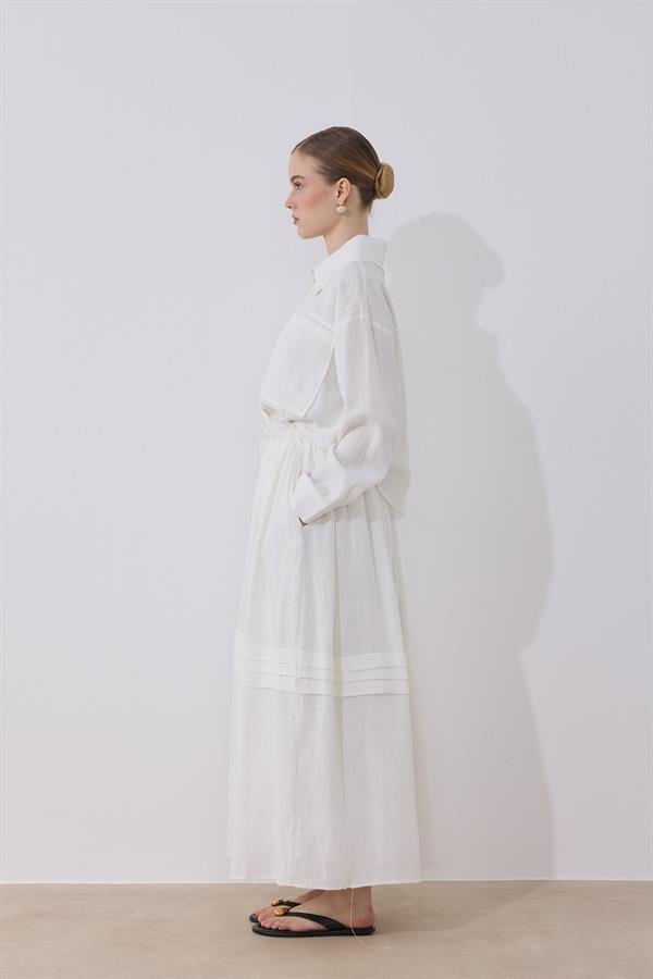 Ester Keten Takım Beyaz