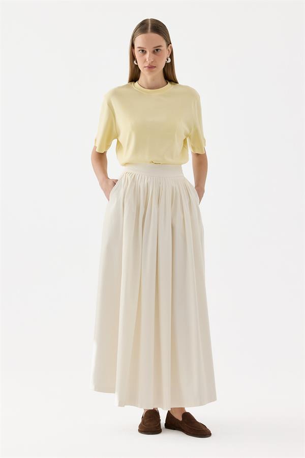 Beyaz Fever Sık Pileli Etek