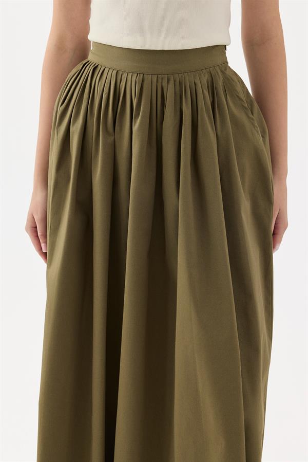 Haki Fever Sık Pileli Etek