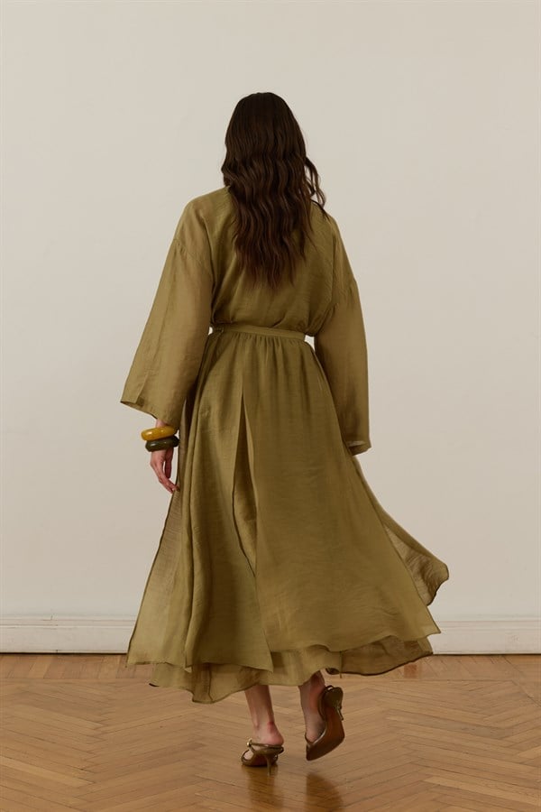 Giada Asymmetric Panel Skirt Set Olive