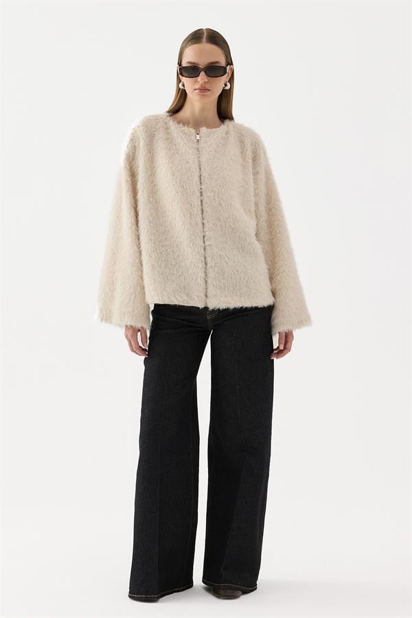 Gigi Peluş Ceket Krem
