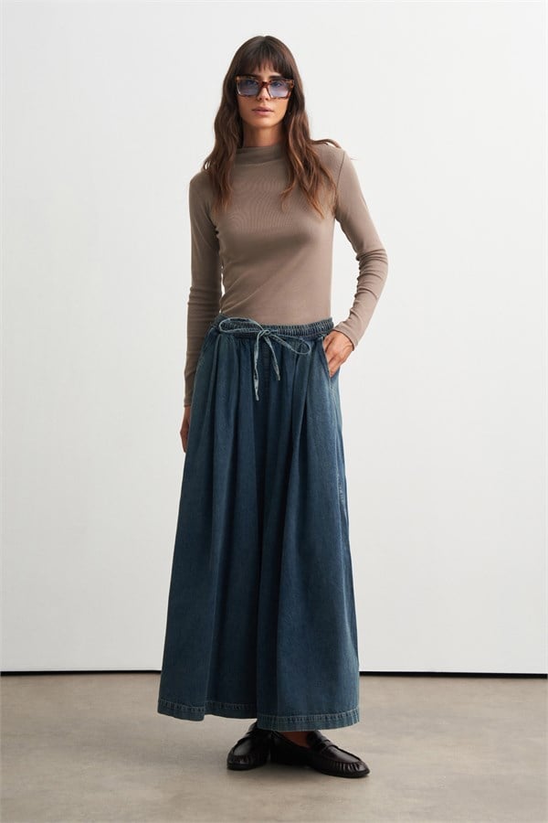 Hadley Geniş Paça Denim Pantolon Mavi