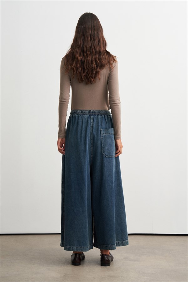 Hadley Geniş Paça Denim Pantolon Mavi