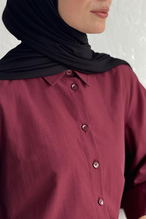 Hola Poplin Gömlek Bordo