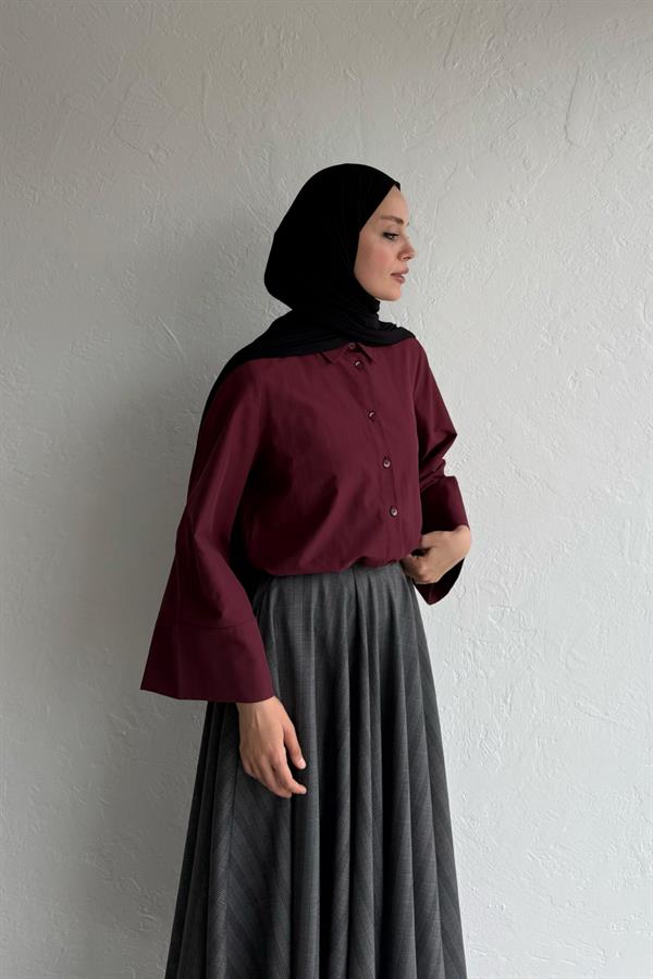 Hola Poplin Gömlek Bordo