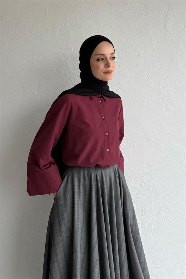 Hola Poplin Gömlek Bordo
