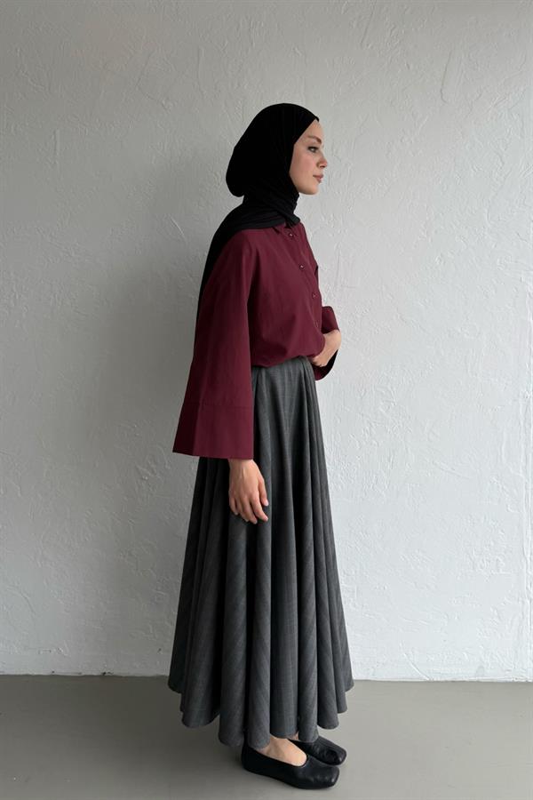 Hola Poplin Gömlek Bordo