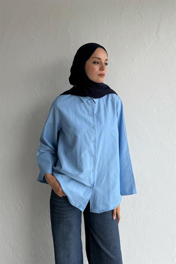 Hola Poplin Gömlek Mavi