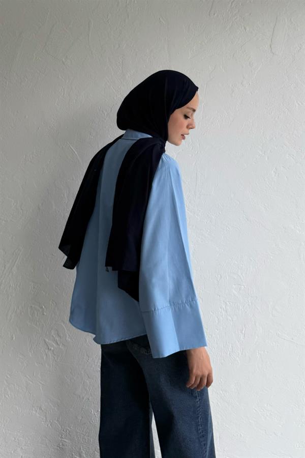 Hola Poplin Gömlek Mavi