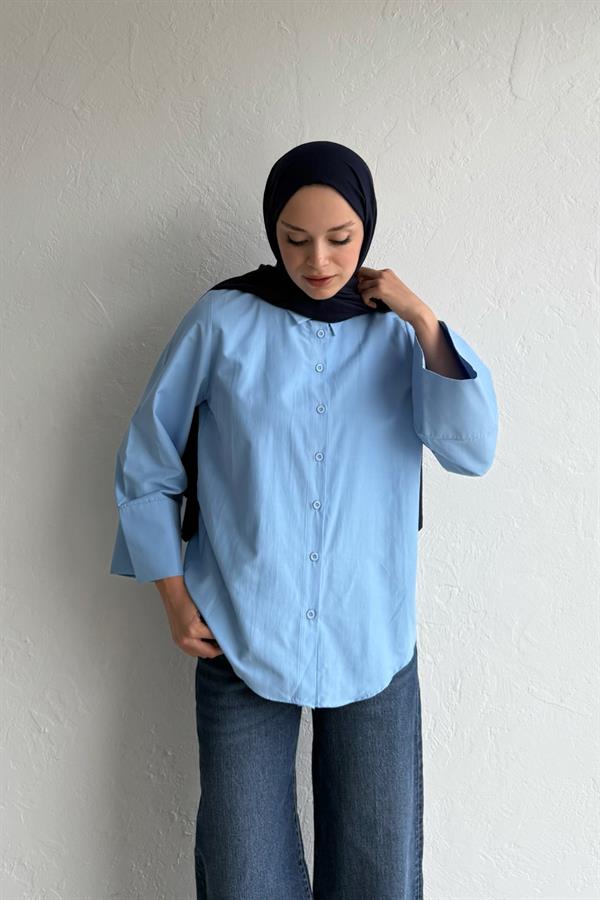 Hola Poplin Gömlek Mavi