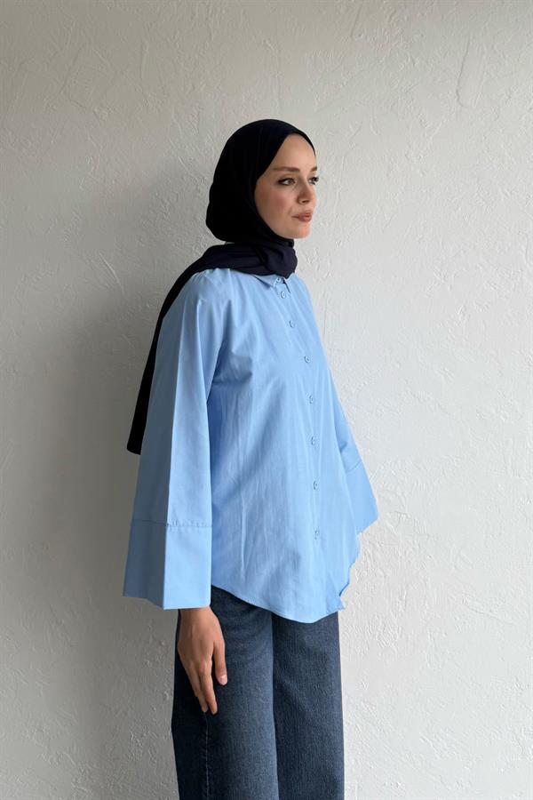 Hola Poplin Gömlek Mavi