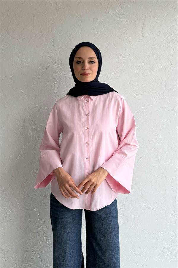 Hola Poplin Gömlek Pembe