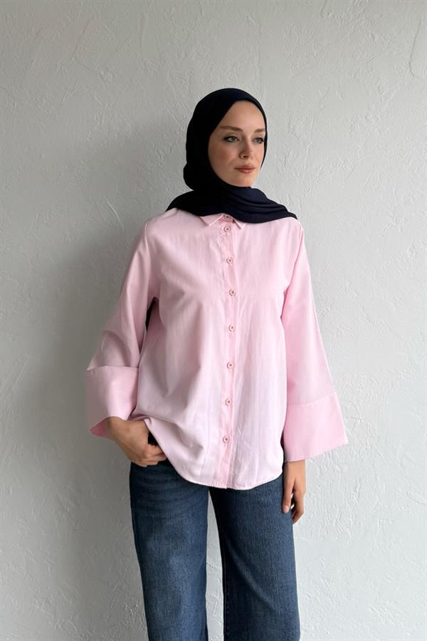 Hola Poplin Gömlek Pembe