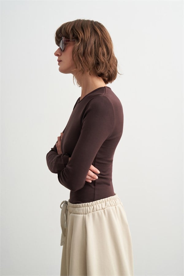 Hope Basic Uzun Kollu Body Acı Kahve