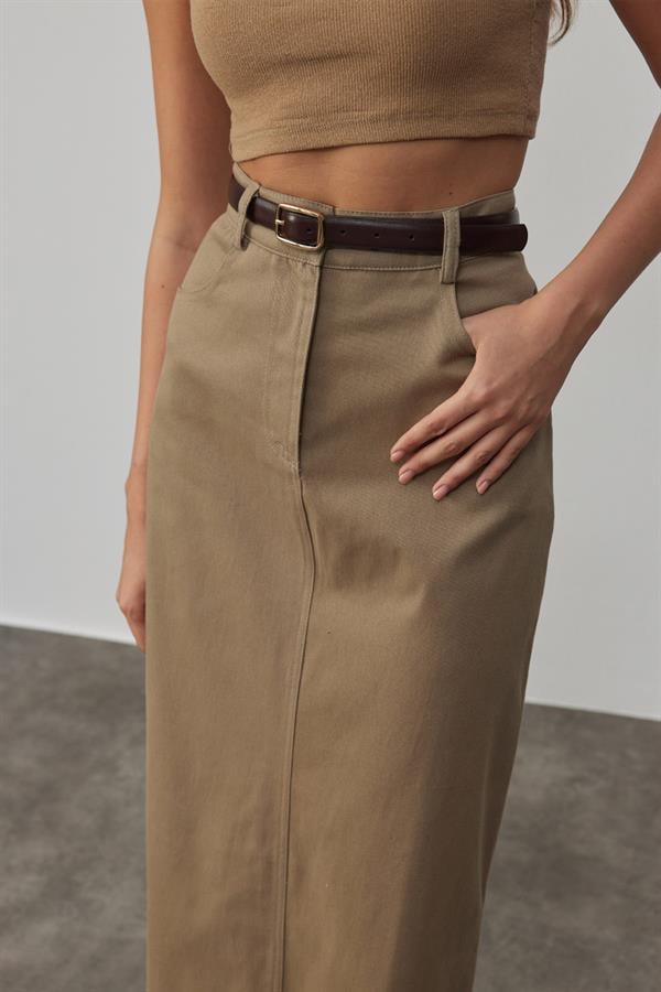 Cenova Gabardin Etek Ihlamur Yeşili