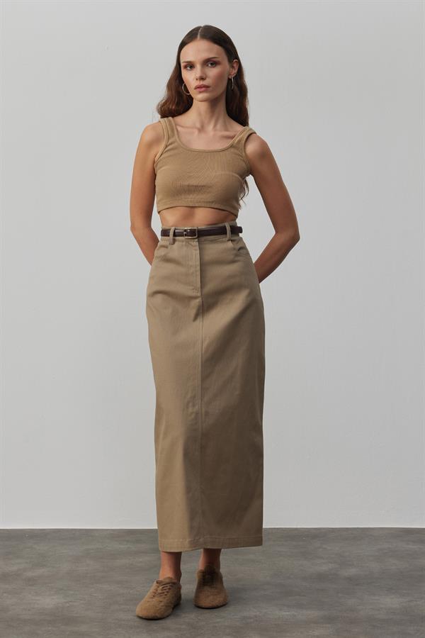 Cenova Gabardin Etek Ihlamur Yeşili