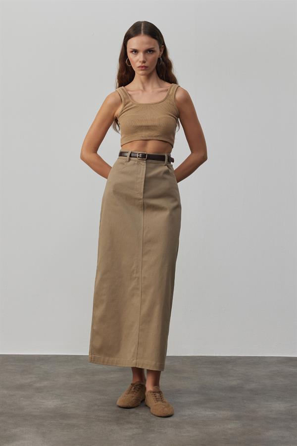 Cenova Gabardin Etek Ihlamur Yeşili