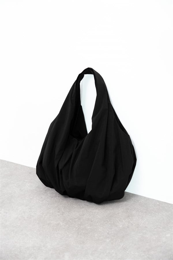 Ines Büzgülü Shopper Çanta Siyah