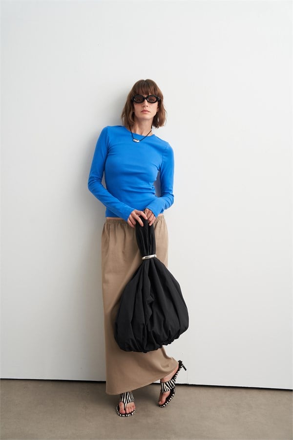 Ines Büzgülü Shopper Çanta Siyah