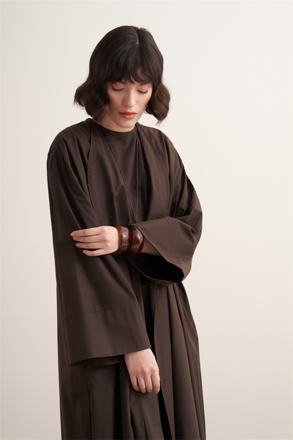 Inessa Premium Uzun Kimono Takımı Acı Kahve