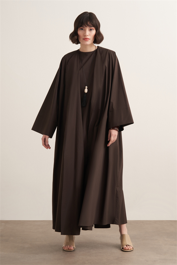 Inessa Premium Uzun Kimono Takımı Acı Kahve