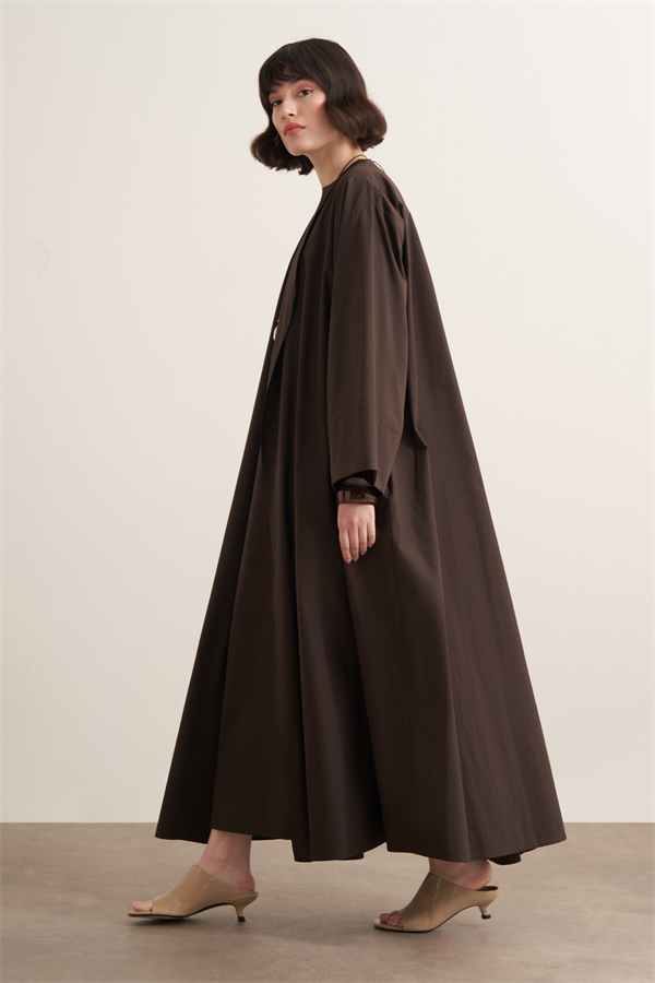 Inessa Premium Uzun Kimono Takımı Acı Kahve