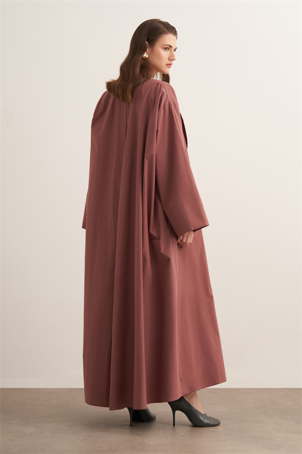 Inessa Premium Uzun Kimono Takımı Kızıl Kahve