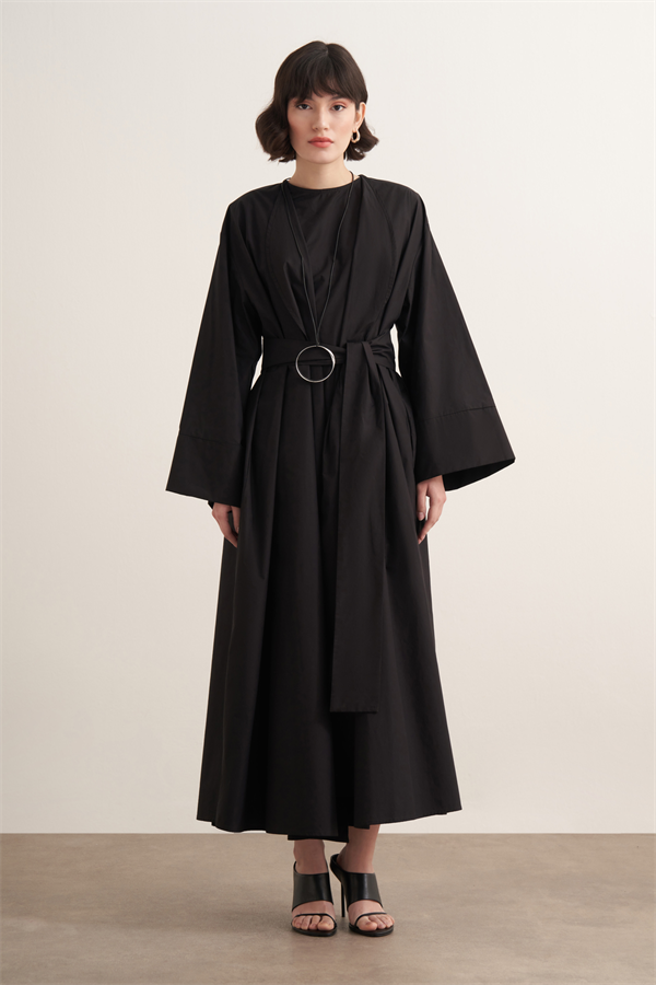 Inessa Premium Uzun Kimono Takımı Siyah