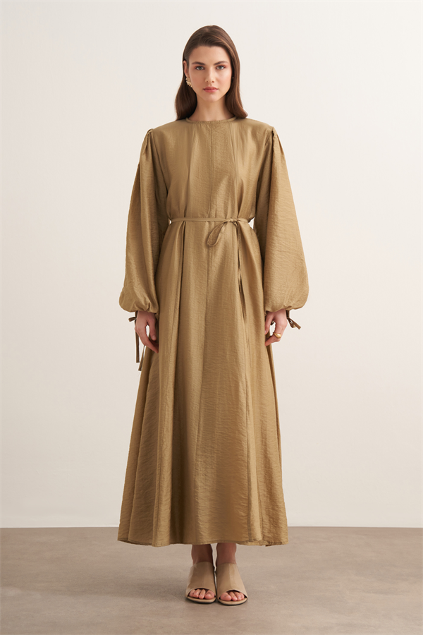 Jasmine Kup Dikişli Uzun Elbise Olive
