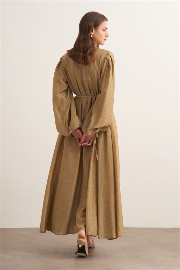 Jasmine Kup Dikişli Uzun Elbise Olive