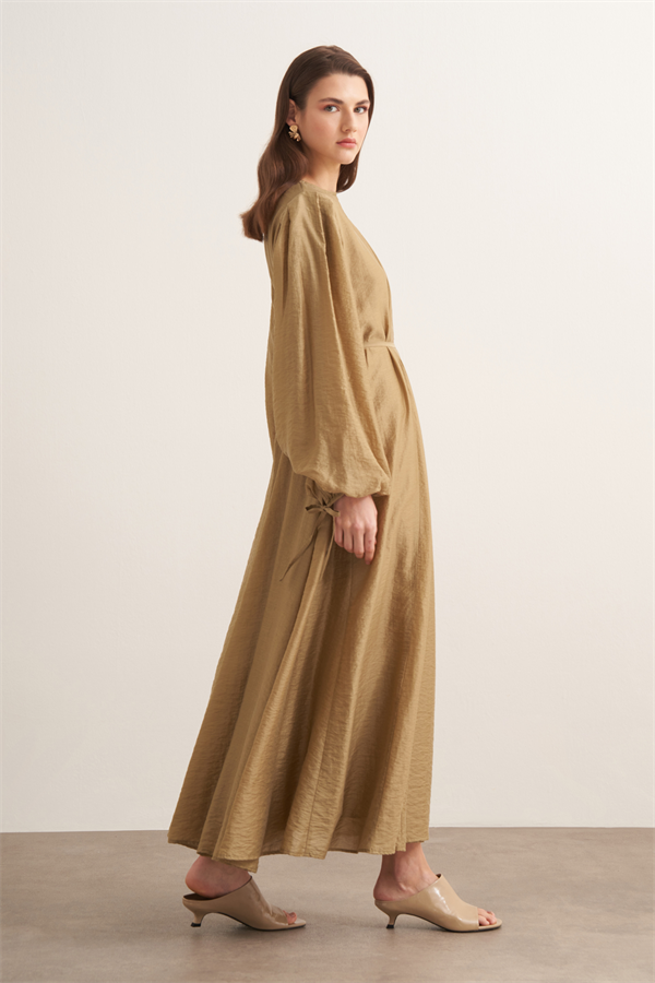 Jasmine Kup Dikişli Uzun Elbise Olive