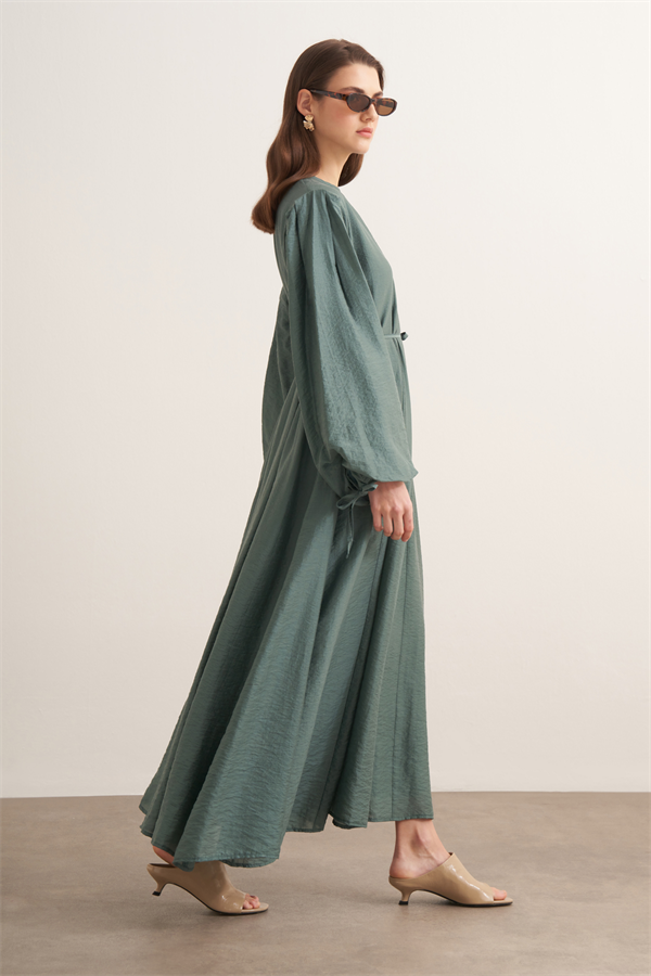 Jasmine Kup Dikişli Uzun Elbise Petrol