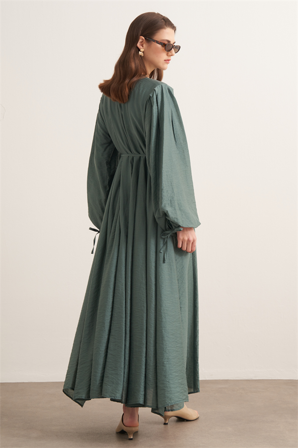 Jasmine Kup Dikişli Uzun Elbise Petrol