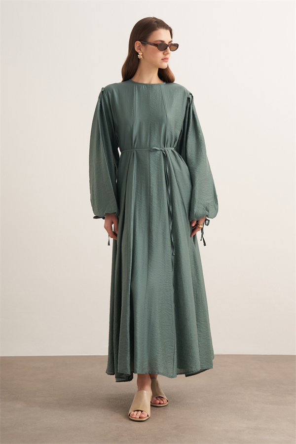 Jasmine Kup Dikişli Uzun Elbise Petrol