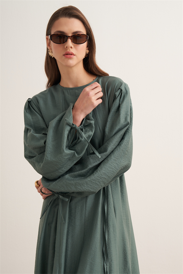 Jasmine Kup Dikişli Uzun Elbise Petrol