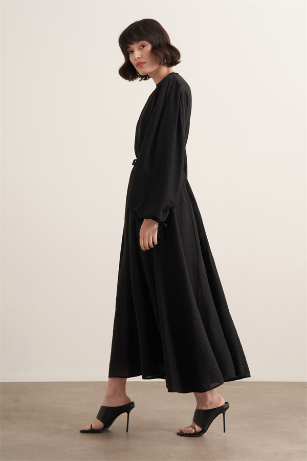 Jasmine Kup Dikişli Uzun Elbise Siyah