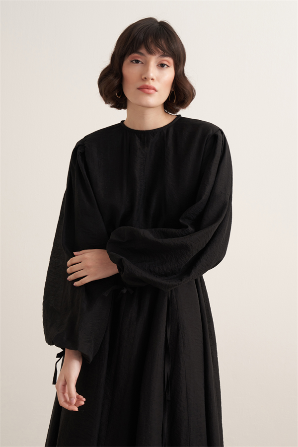 Jasmine Kup Dikişli Uzun Elbise Siyah