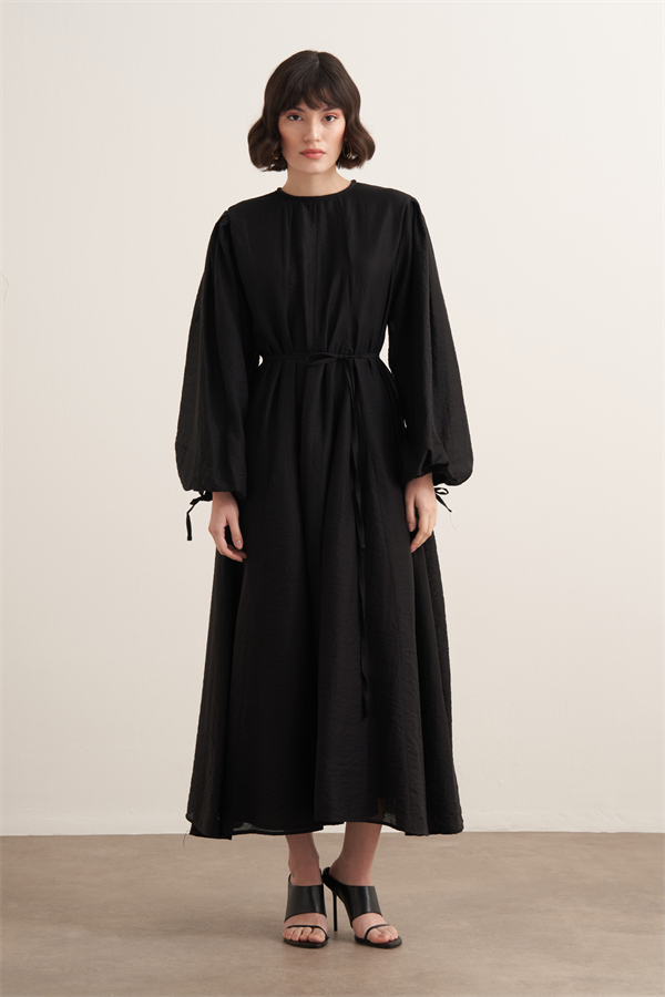 Jasmine Kup Dikişli Uzun Elbise Siyah