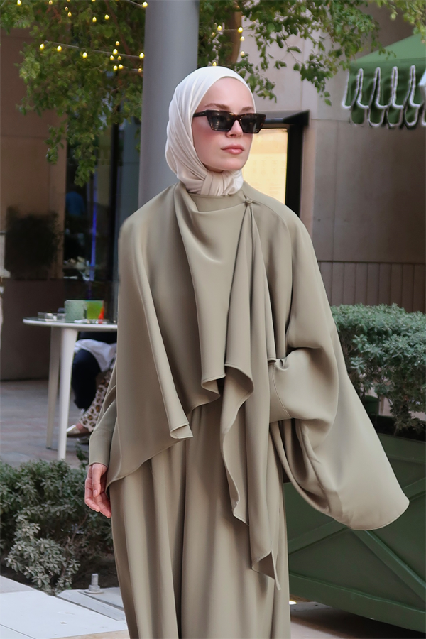 Jasrah Şal Detaylı İkili Takım Olive