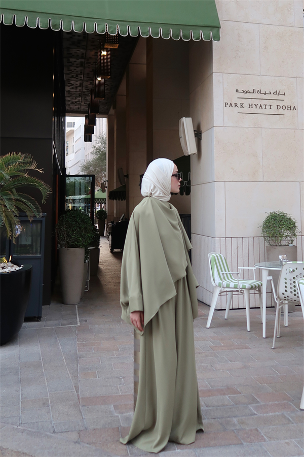 Jasrah Şal Detaylı İkili Takım Olive