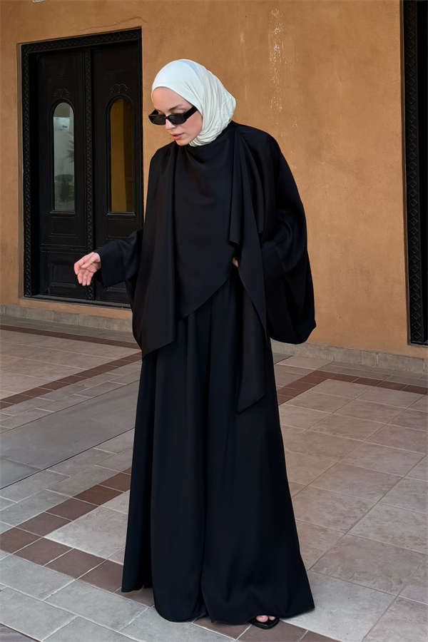 Jasrah Şal Detaylı İkili Takım Siyah