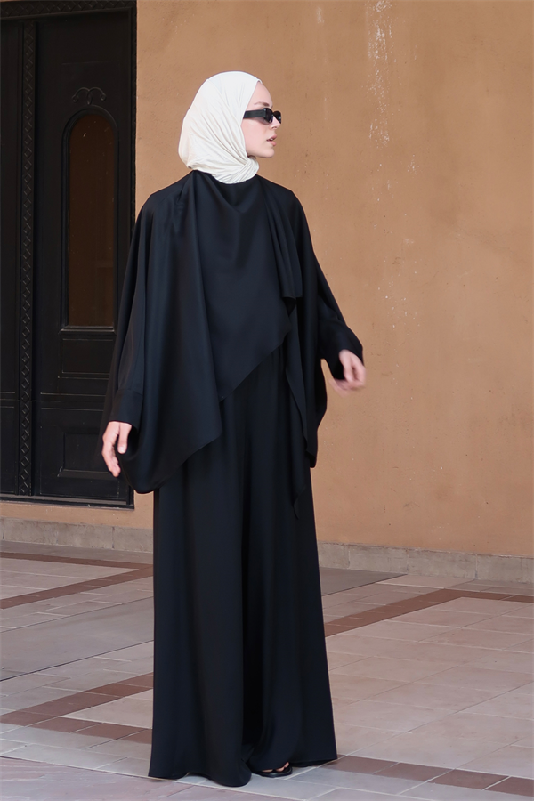 Jasrah Şal Detaylı İkili Takım Siyah